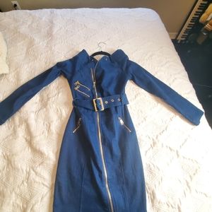 Miss circle navy dress with belt